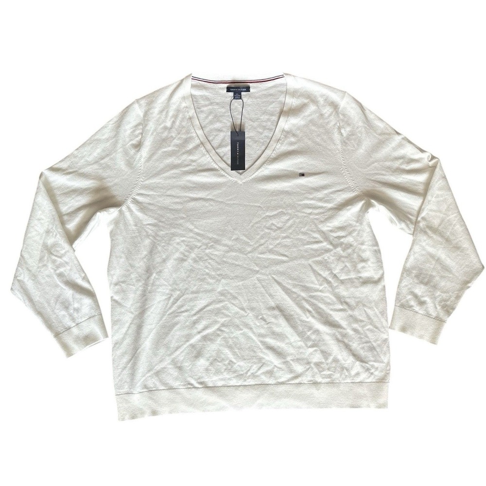 Tommy Hilfiger‎ Men's Pull Over Sweater  V Neck White Logo XX Large New